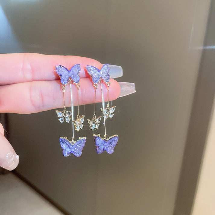 Pendientes mariposa🦋 de cristal borlados💎