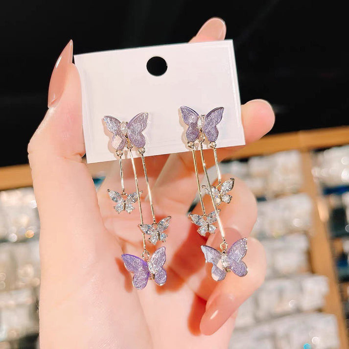 Pendientes mariposa🦋 de cristal borlados💎