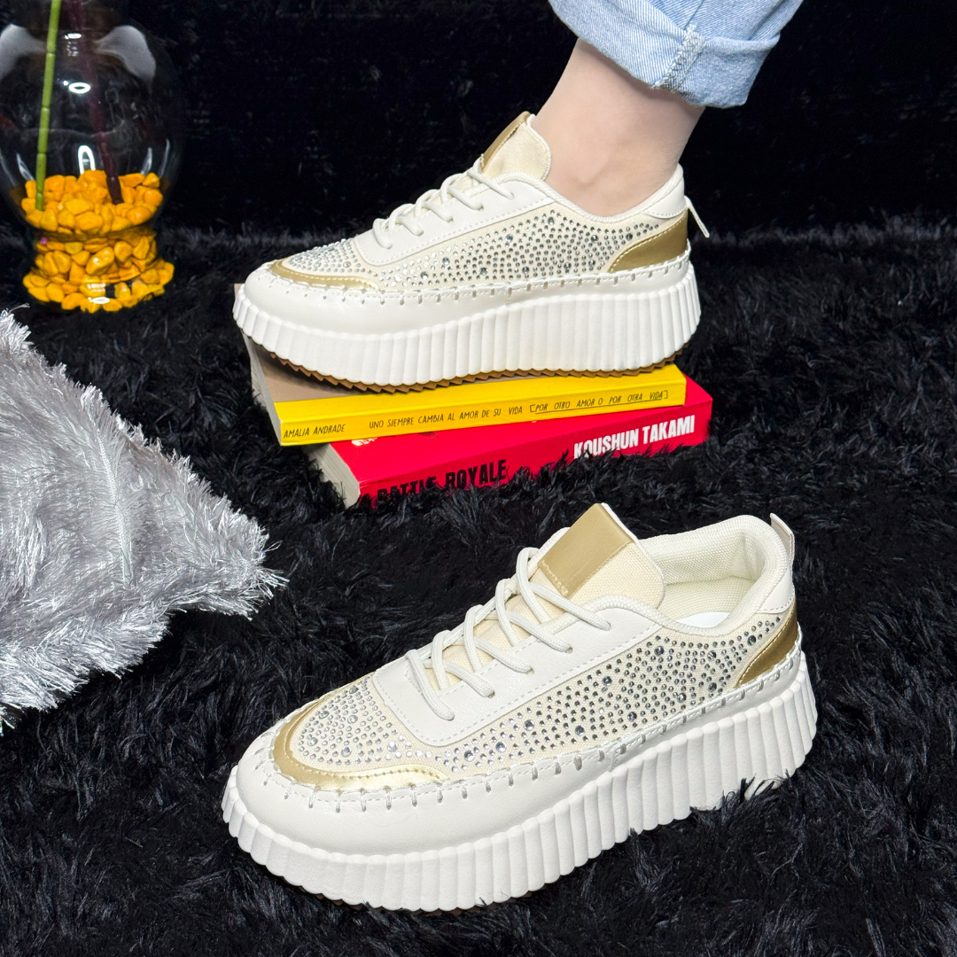 ✨ Brillex™– Tenis ortopédicos de plataforma con strass para mujer