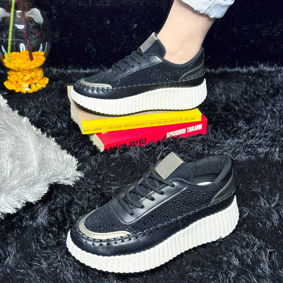 ✨ Brillex™– Tenis ortopédicos de plataforma con strass para mujer