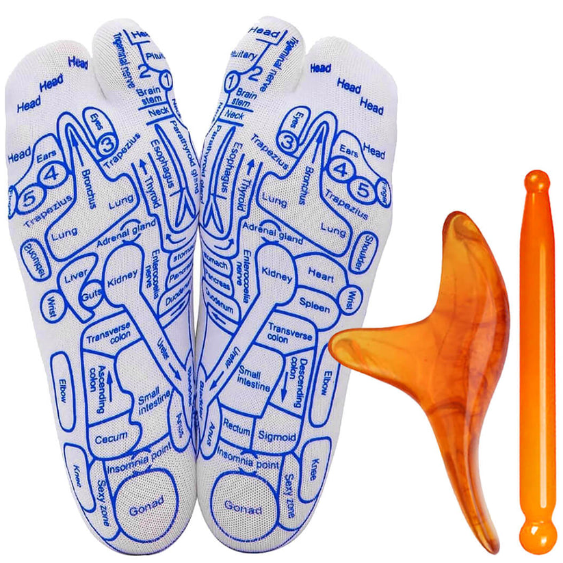 Calcetines para masaje, acupresión y reflexología (gratis herramienta de masaje)