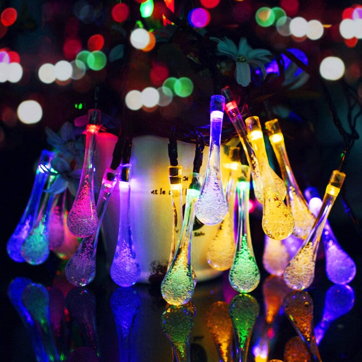 Luces Solares De Gota Multicolor x 100 BOMBILLOS (10 METROS)