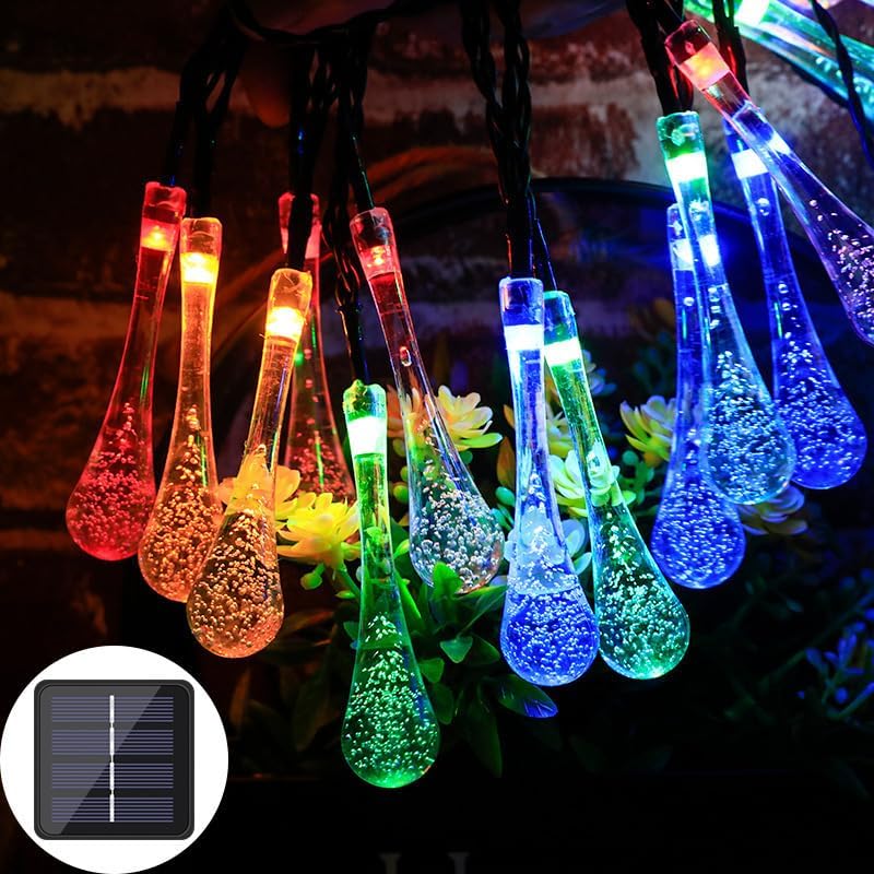 Luces Solares De Gota Multicolor x 100 BOMBILLOS (10 METROS)