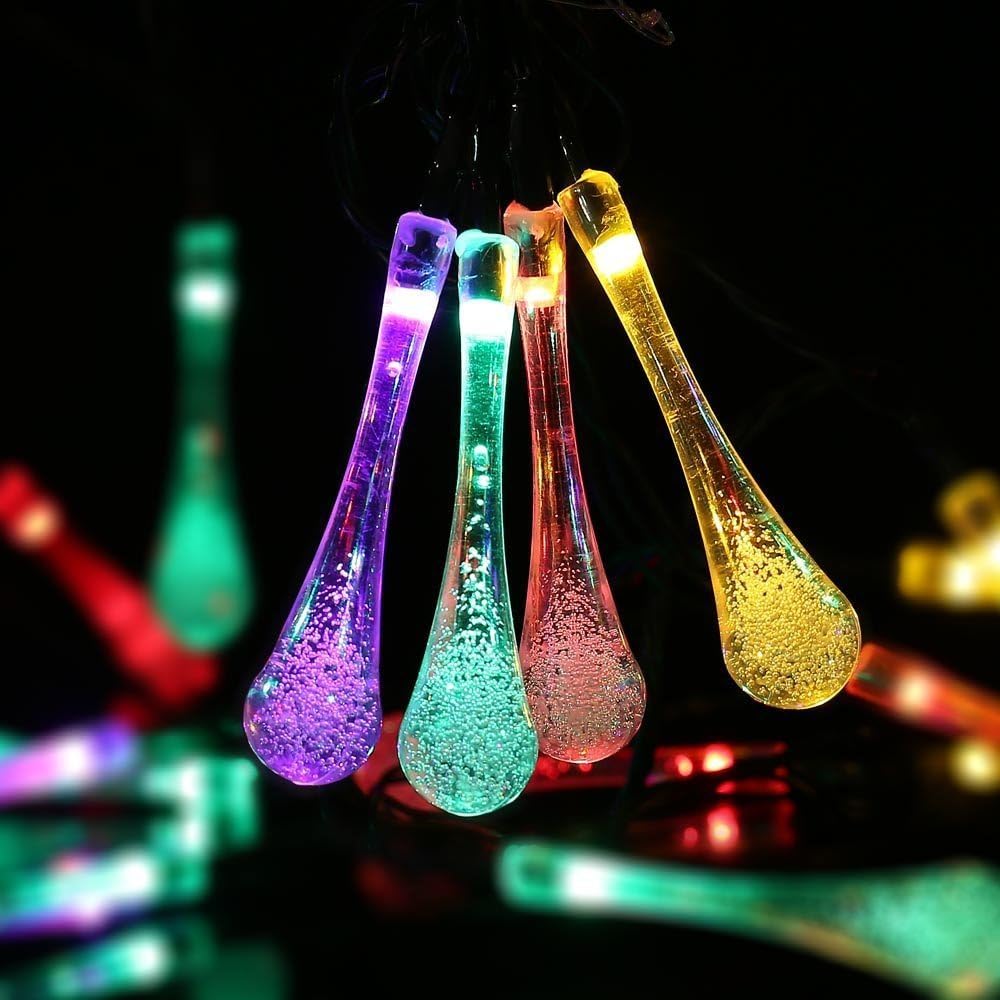 Luces Solares De Gota Multicolor x 100 BOMBILLOS (10 METROS)