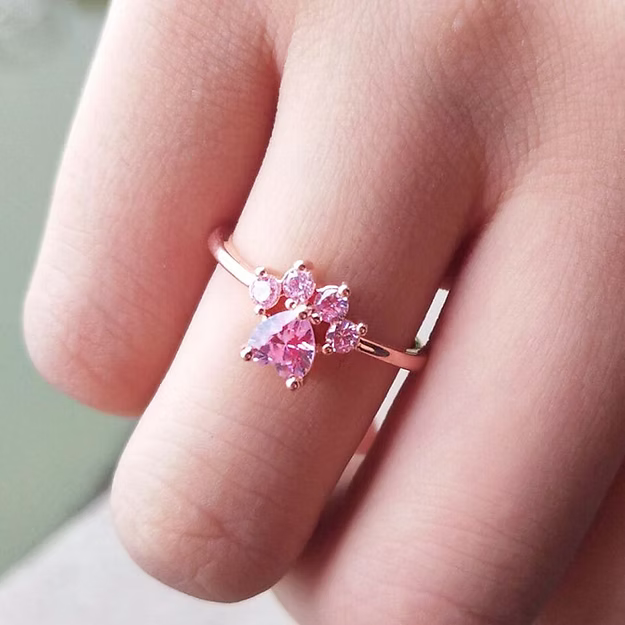 Anillo Patita Rosa Ajustable de Plata 925 + ¡HOY OTRO DE REGALO! 🐾💖