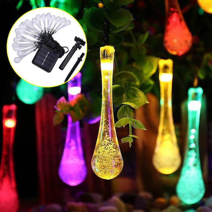 Luces Solares De Gota Multicolor x 100 BOMBILLOS (10 METROS)