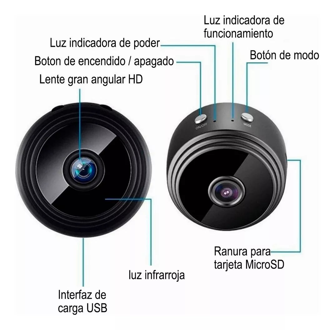 VISION 360 - Mini cámara Espia 1080 Full HD - Inalámbrica - WIFI (Incluye Software Gratis)
