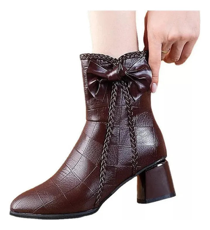 Terc - Botas de cuero y terciopelo ortopédicas para mujer