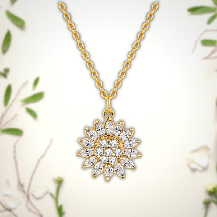 (KIT PRIMAVERA) Collar giratorio de girasol + 🎁¡ANILLO DE GIRASOL OBSEQUIO!🎁