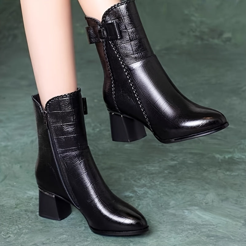 Terc - Botas de cuero y terciopelo ortopédicas para mujer