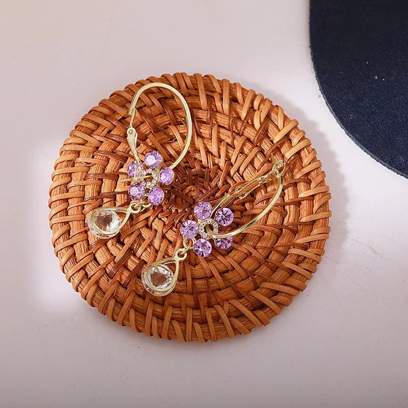 Fashion Flower - Aretes De Flor De Cristal