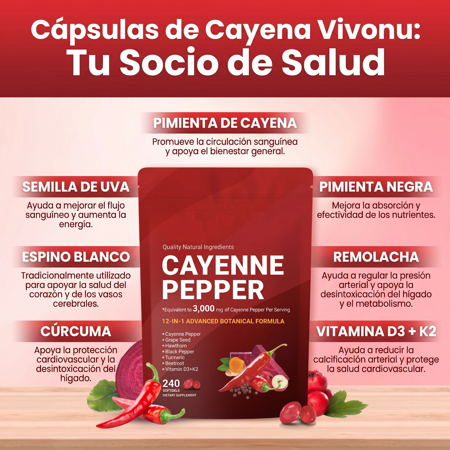 Suplemento de cápsulas blandas de pimienta de cayena - Vitamina A11