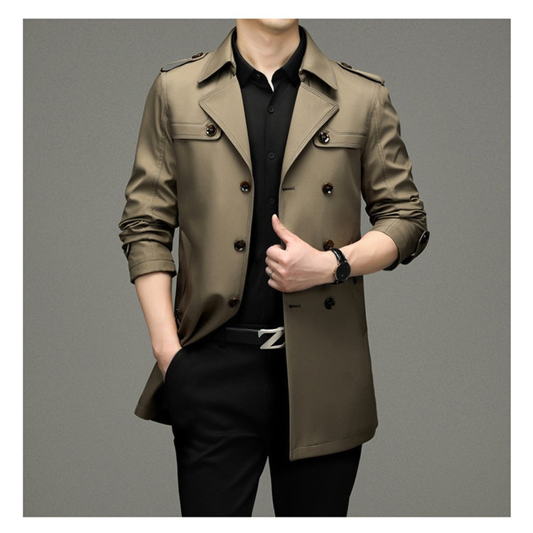 Chaqueta Gabardina Cruzada Para Hombre
