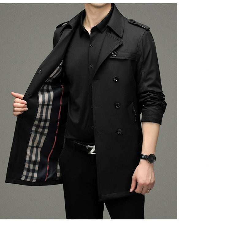 Chaqueta Gabardina Cruzada Para Hombre