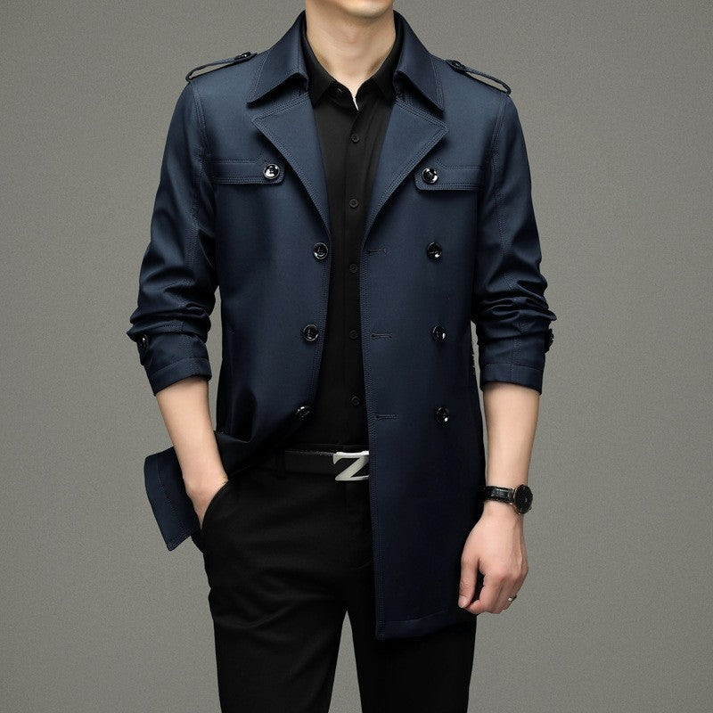 Chaqueta Gabardina Cruzada Para Hombre