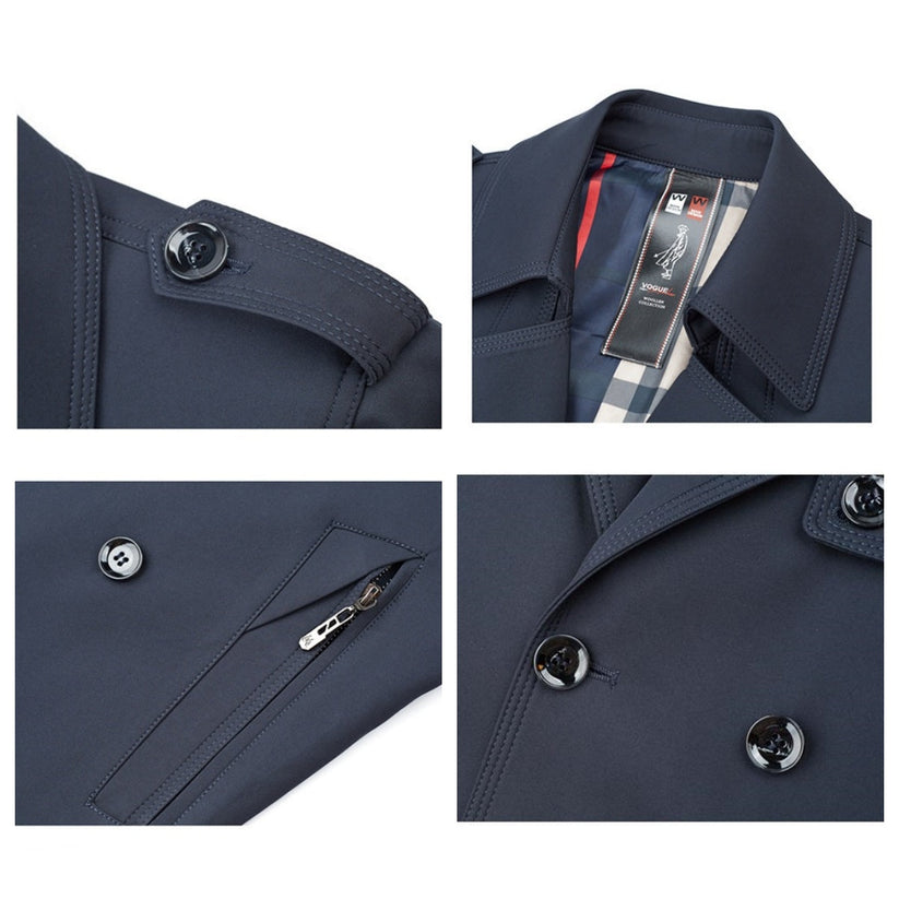 Chaqueta Gabardina Cruzada Para Hombre