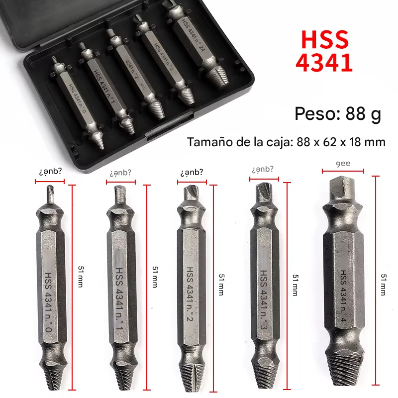 🔩 X-Grip™ - Extractor de Tornillos Dañados (Pack de 5)