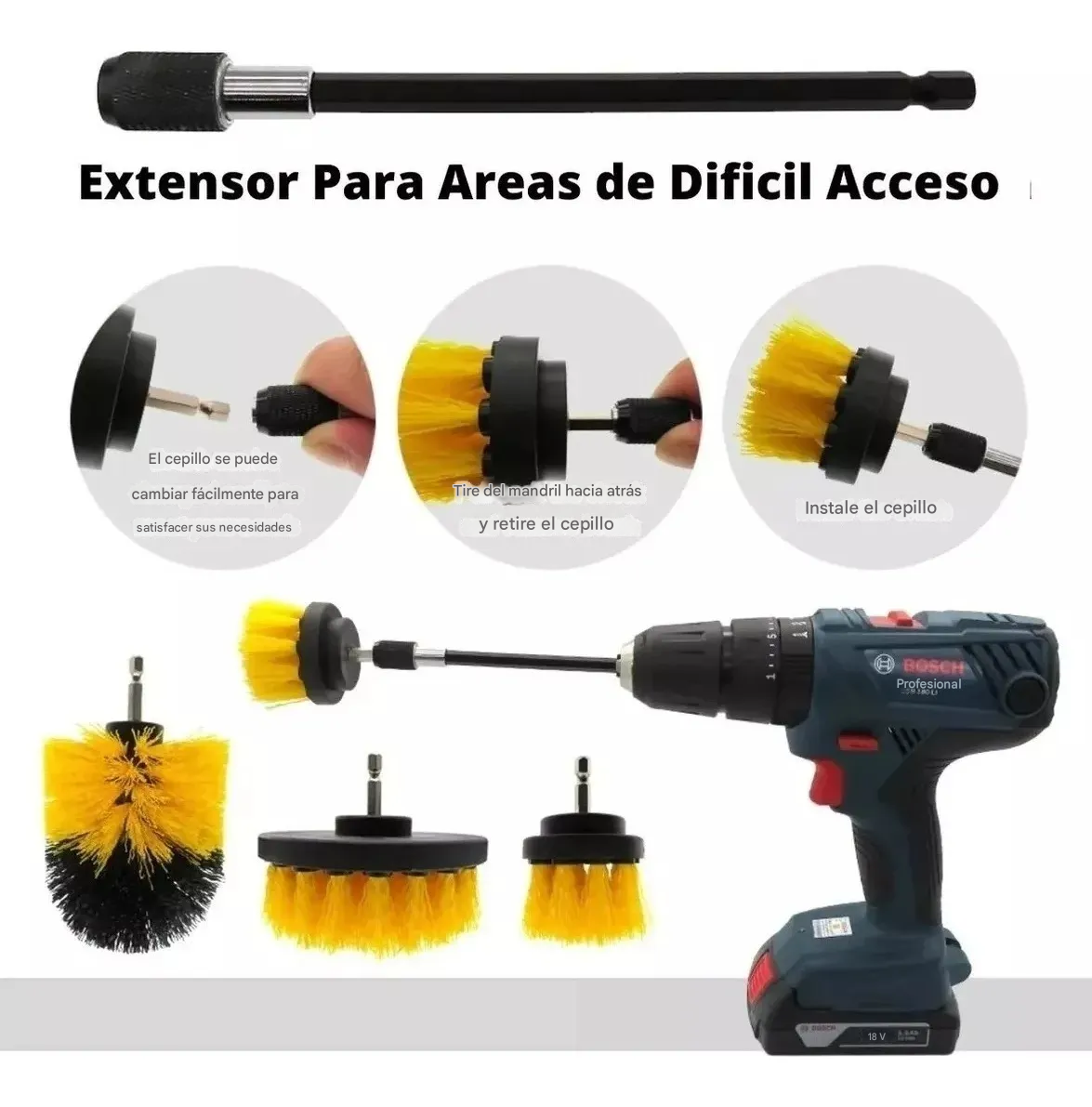PowerScrub™ – Kit de Cepillos para Taladro (3 Piezas)