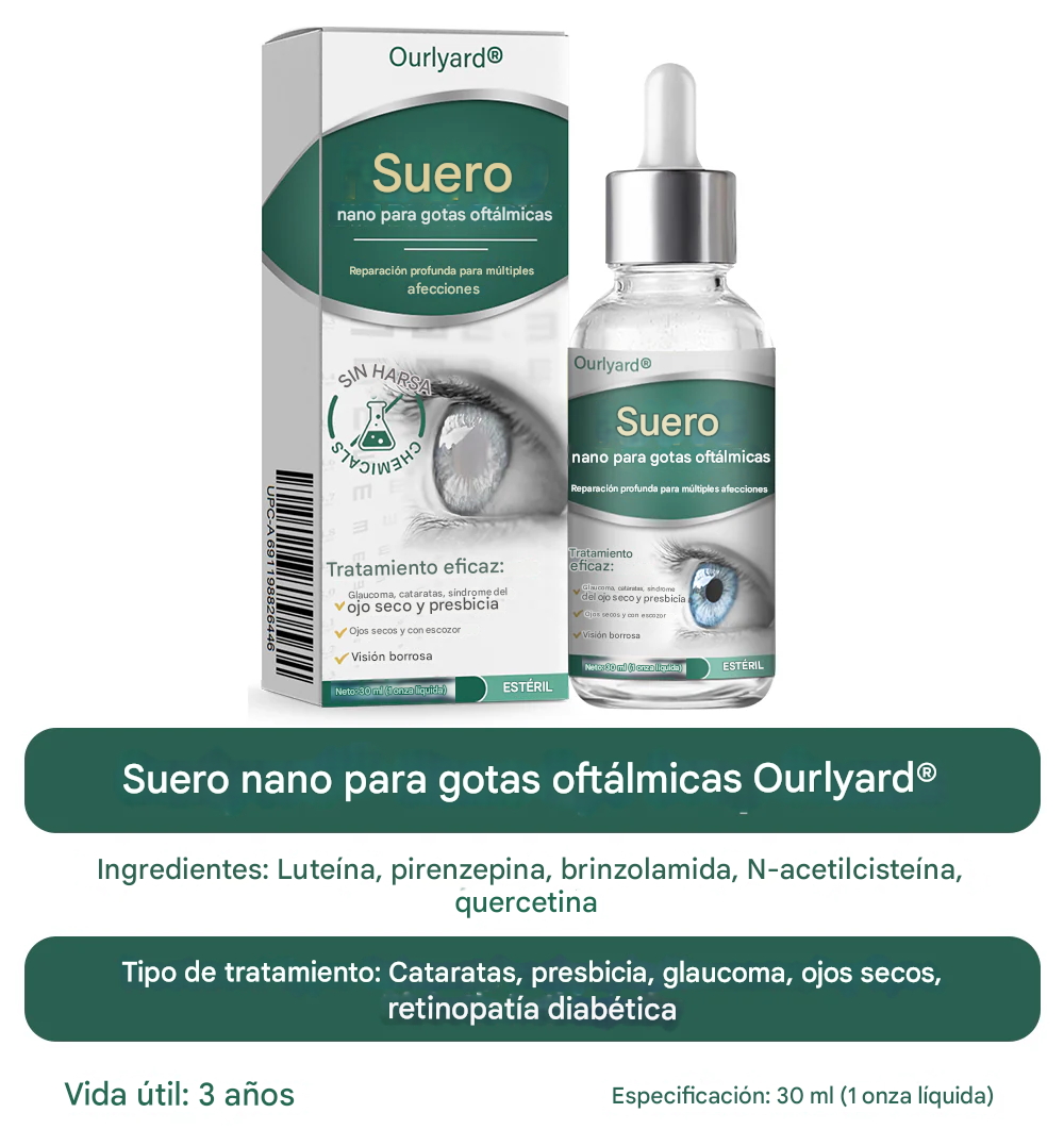 Ourlyard® - Gotas Para Los Ojos - Apto para presbicia, síndrome del ojo seco, glaucoma y cataratas