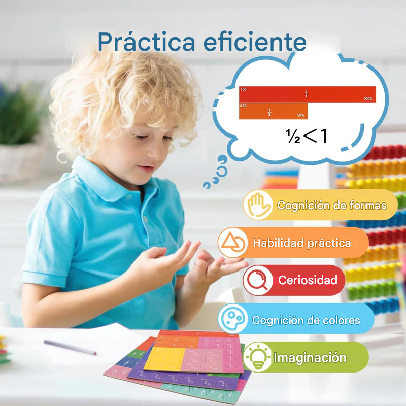 Rompecabezas🧩 de fracciones Montessori🎓 con imán