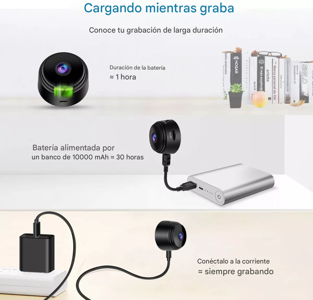 VISION 360 - Mini cámara Espia 1080 Full HD - Inalámbrica - WIFI (Incluye Software Gratis)