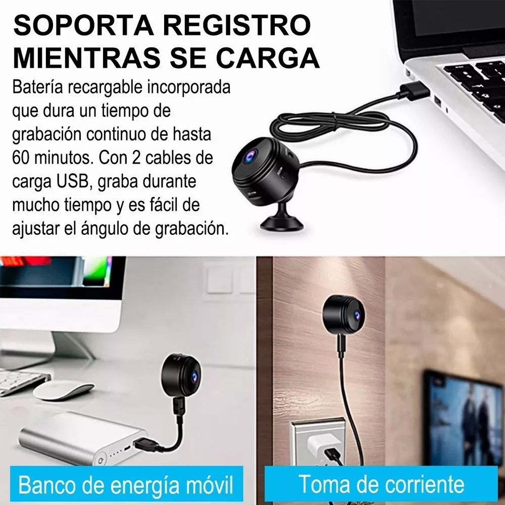 VISION 360 - Mini cámara Espia 1080 Full HD - Inalámbrica - WIFI (Incluye Software Gratis)