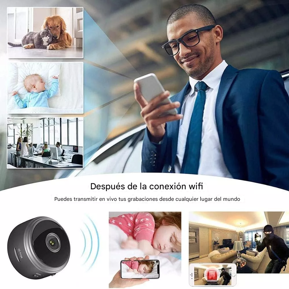 VISION 360 - Mini cámara Espia 1080 Full HD - Inalámbrica - WIFI (Incluye Software Gratis)