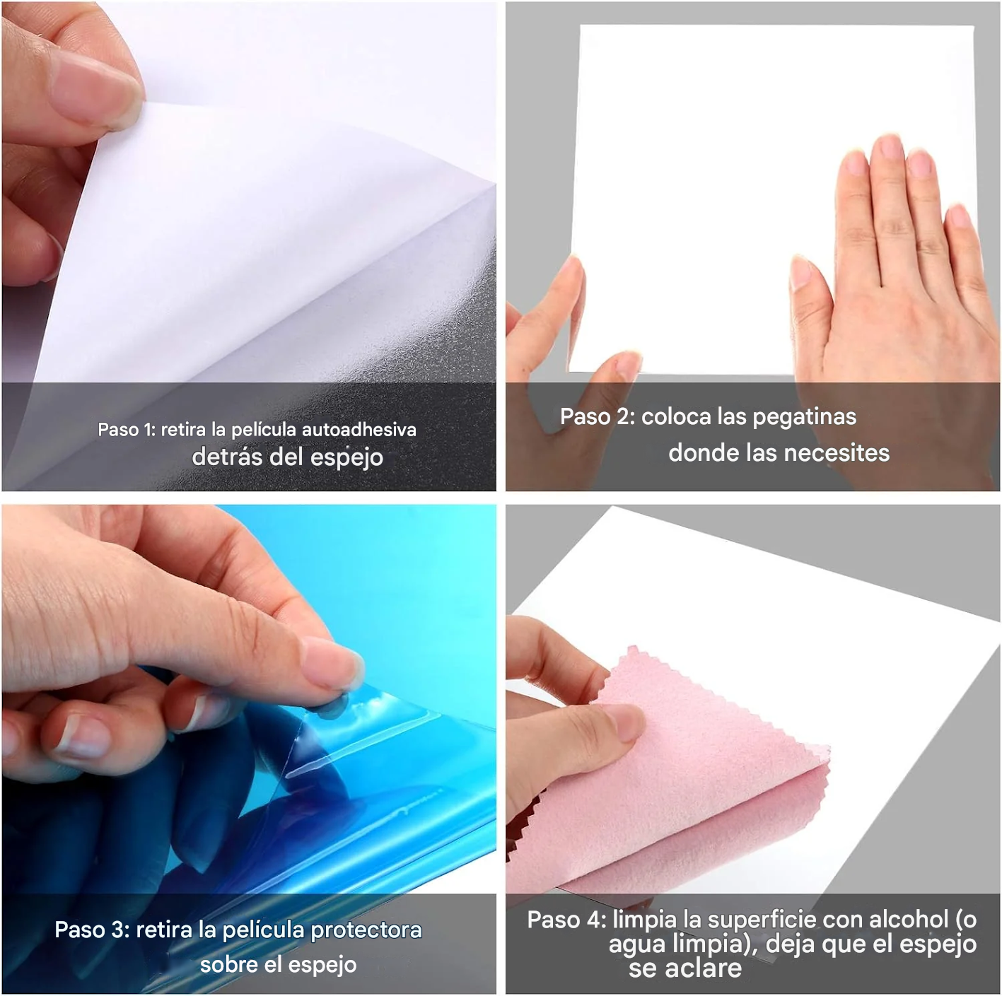Láminas Adhesivas Irrompibles Para Espejos ( 60 x 30 Cm )