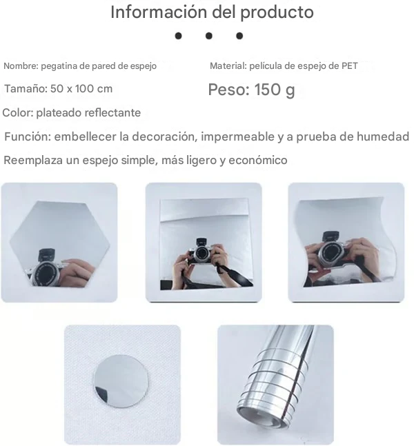 Láminas Adhesivas Irrompibles Para Espejos ( 60 x 30 Cm )