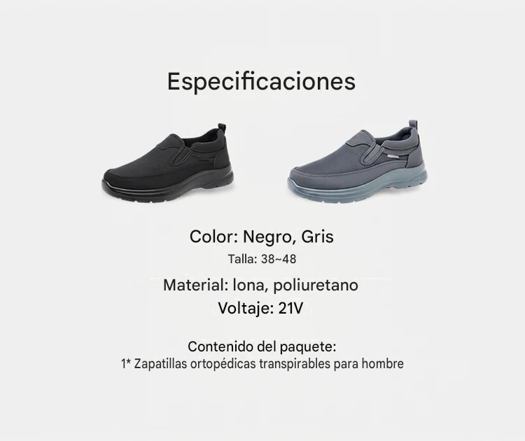PodiFlex™ - Zapatillas Ortopédicas Transpirables Sin Cordones Para hombre