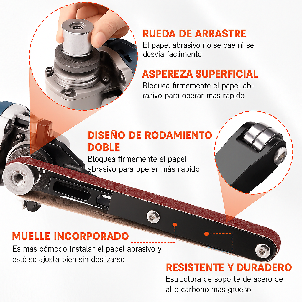 🔧 1 Adaptador de Lijadora de Banda ProFitGear™ + 20 Lijas Intercambiables