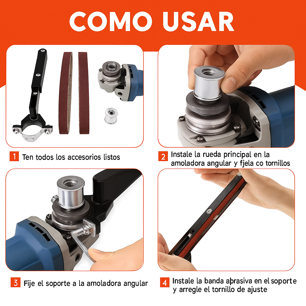 🔧 1 Adaptador de Lijadora de Banda ProFitGear™ + 20 Lijas Intercambiables