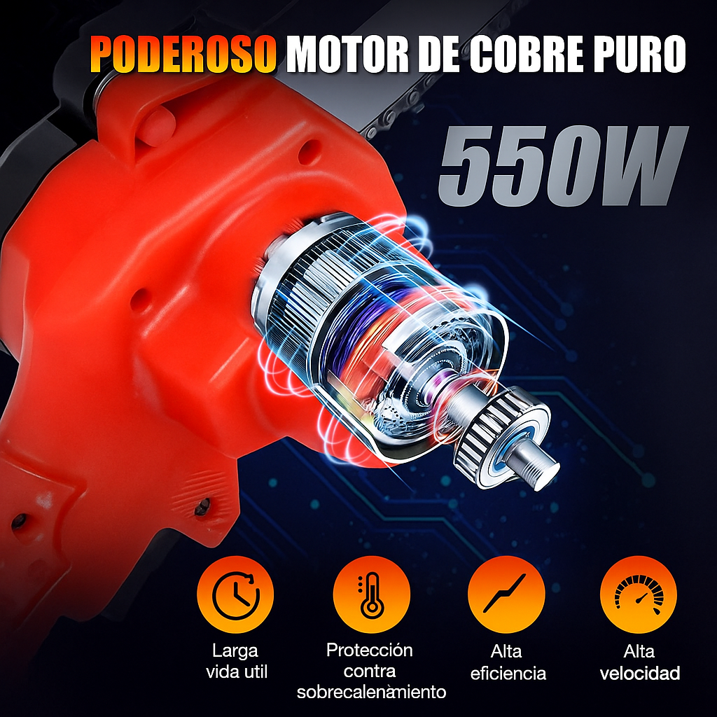 PowerCut™ – Mini Motosierra Inalámbrica 4” Portátil, Potente y de Una Sola Mano
