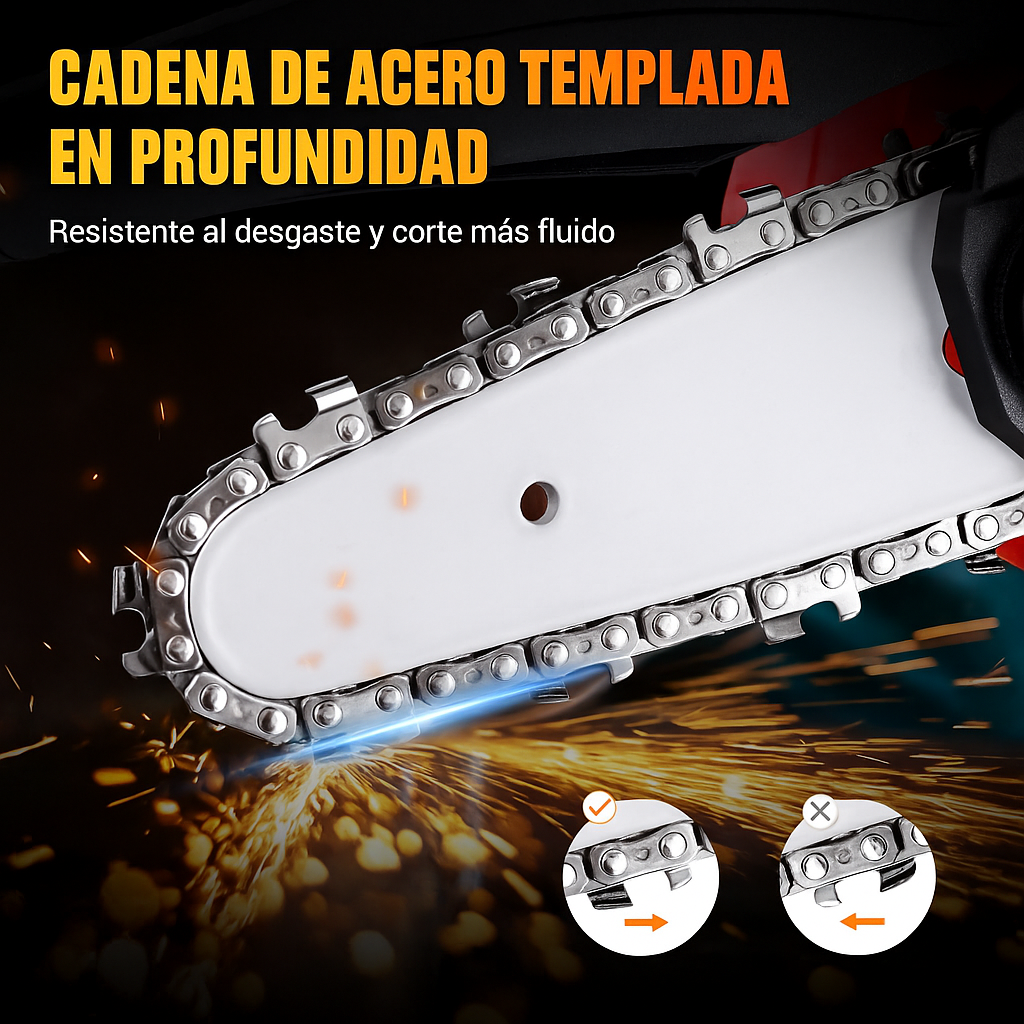 PowerCut™ – Mini Motosierra Inalámbrica 4” Portátil, Potente y de Una Sola Mano