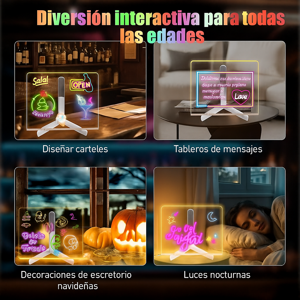 LightScript™ – Tablero LED Montessori Creativo Reescribible con Luz RGB