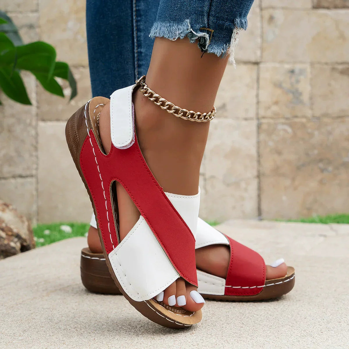 Sandalias Ortopédicas Súper Cómodas con Tacón Inclinado para Mujer