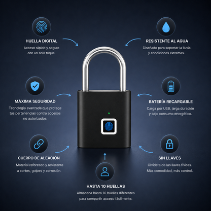 Candado Inteligente Con Huella Digital Recargable | Seguridad Inteligente