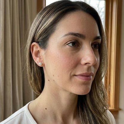Pendientes Solitario De Moissanita Y Diamante