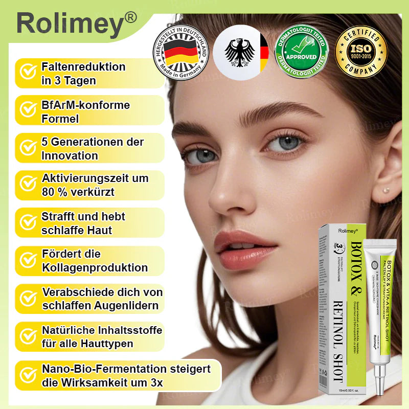✨✅Recupera una piel joven ahora 💫Rolimey® Botox & Vita-A Retinol Shot Crema reafirmante antiarrugas
