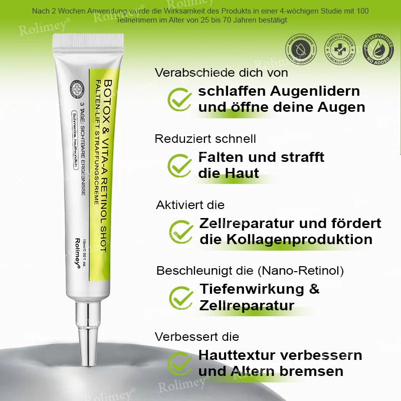✨✅Recupera una piel joven ahora 💫Rolimey® Botox & Vita-A Retinol Shot Crema reafirmante antiarrugas
