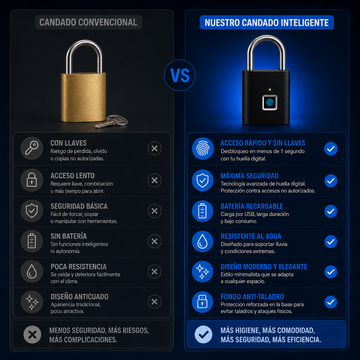 Candado Inteligente Con Huella Digital Recargable | Seguridad Inteligente
