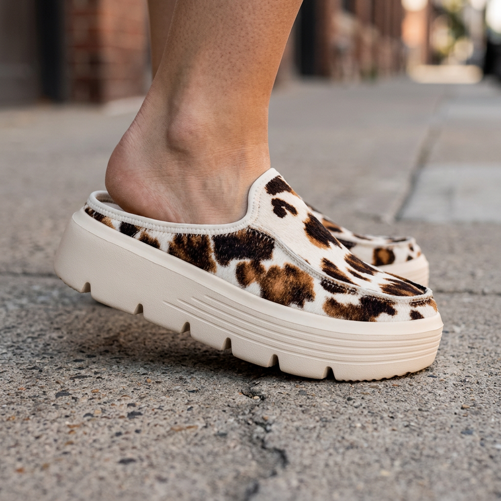 WildLuxe™ Zuecos Plataforma Animal Print