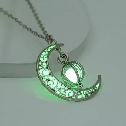 🌙 Collar Luna Fluorescente ✨Plata 925 ( Brilla En La Oscuridad )