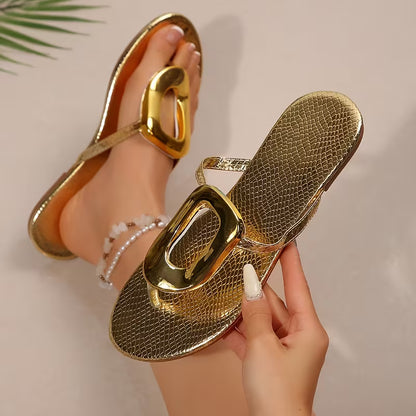 GoldenEase™ Sandalias Planas De Ajuste Ancho Con Puntera Abierta Premium