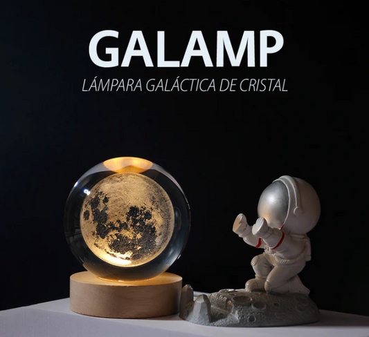 Galamp - Esferas espaciales grabadas de cristal con base en bambú