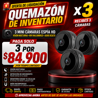 🔥 COMPRA 1 Y RECIBE 3 - La Promoción Más Grande Del Año - Mini cámara Espia 1080 Full HD - Inalámbrica - WIFI (Incluye Software Gratis)