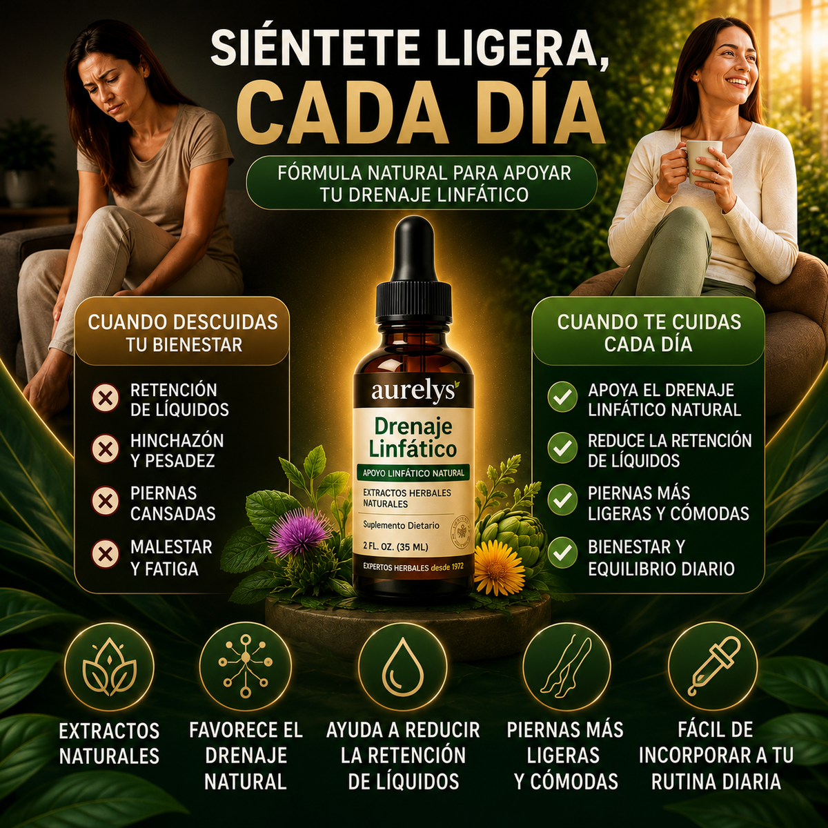 Aurelys Drenaje Linfático | Gotas Naturales Para La Retención De Líquidos