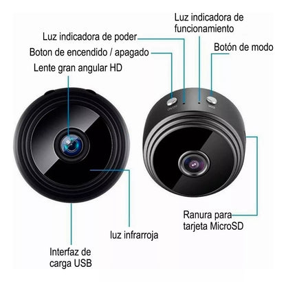VISION 360 - Mini cámara Espia 1080 Full HD - Inalámbrica - WIFI (Incluye Software Gratis)