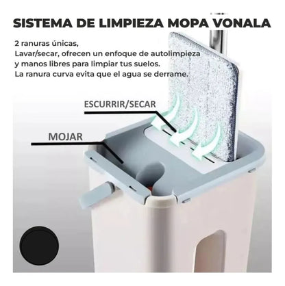 Trapeador Con Tela De Microfibra Con Exprimidor Plegable