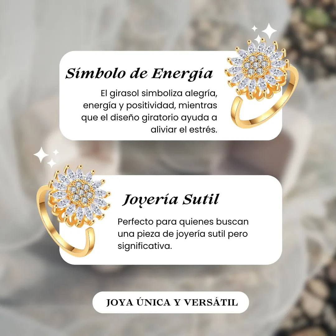 🌻Anillo De Girasol Giratorio🌻